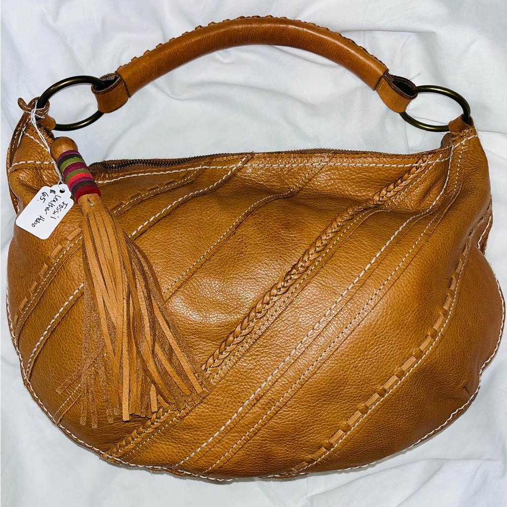 Fosil Stylish Tan Leather Hobo Bag